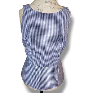 Talbots Blue And White Checkered Sleeveless Blouse - Size 10P